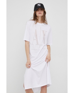 Armani Exchange sukienka kolor biały midi prosta 8NYAHX YJ8XZ NOS