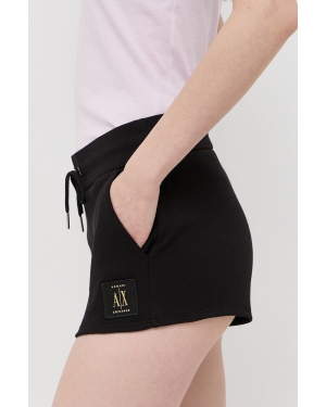 Armani Exchange szorty bawełniane kolor czarny z aplikacją medium waist