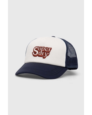 Superdry czapka z daszkiem kolor biały z aplikacją