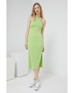 Superdry sukienka kolor zielony midi dopasowana