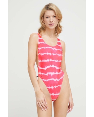 Superdry jednoczęściowy strój kąpielowy kolor różowy miękka miseczka