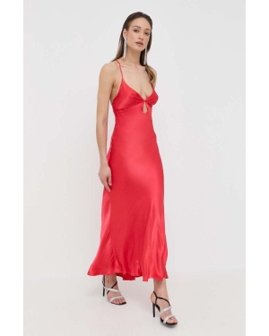 Bardot sukienka kolor czerwony maxi prosta