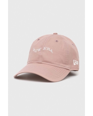 New Era czapka z daszkiem bawełniana kolor różowy z aplikacją