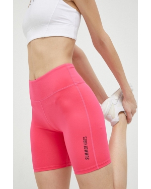 4F szorty treningowe kolor różowy gładkie medium waist