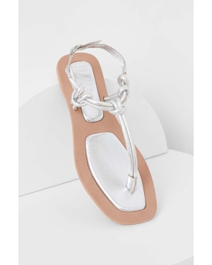Answear Lab sandały skórzane damskie kolor srebrny