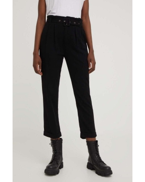Answear Lab spodnie z lnem kolor czarny proste high waist