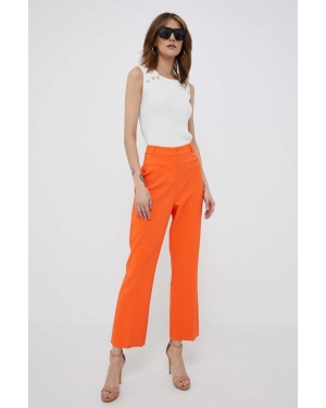 Artigli spodnie damskie kolor pomarańczowy proste high waist