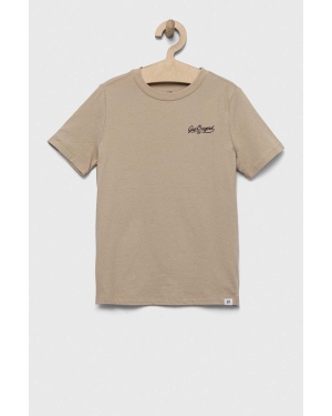 GAP t-shirt bawełniany dziecięcy kolor beżowy z nadrukiem