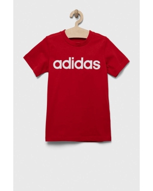 adidas t-shirt bawełniany dziecięcy U LIN kolor czerwony z nadrukiem