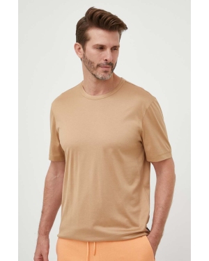 BOSS t-shirt męski kolor beżowy gładki