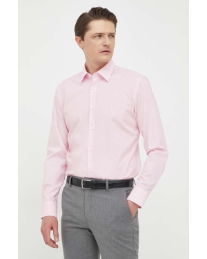 BOSS koszula męska kolor różowy slim z kołnierzykiem klasycznym