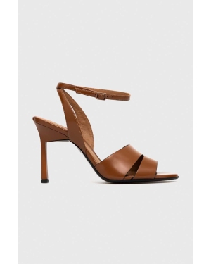 Calvin Klein sandały skórzane GEO STIL SANDAL 90HH kolor brązowy HW0HW01462