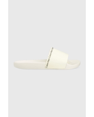 Calvin Klein klapki RUBBER POOL SLIDE damskie kolor biały HW0HW01526