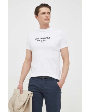 Karl Lagerfeld t-shirt bawełniany kolor biały z nadrukiem