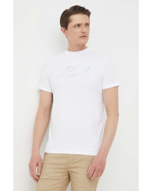 Karl Lagerfeld t-shirt bawełniany kolor biały z nadrukiem