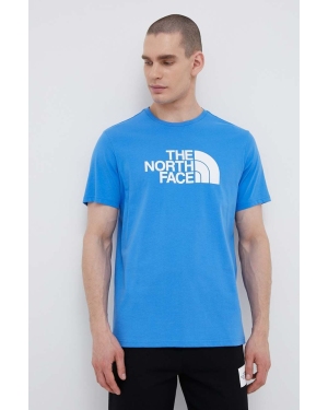 The North Face t-shirt bawełniany kolor niebieski z nadrukiem