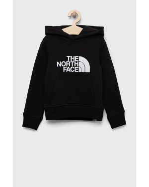 The North Face bluza dziecięca kolor czarny z kapturem z nadrukiem