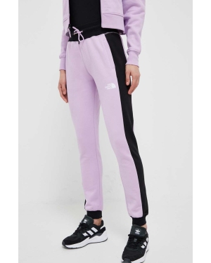 The North Face spodnie dresowe bawełniane kolor fioletowy gładkie