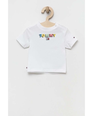 Tommy Hilfiger t-shirt niemowlęcy kolor biały z nadrukiem