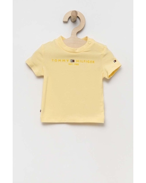Tommy Hilfiger t-shirt niemowlęcy kolor żółty z nadrukiem