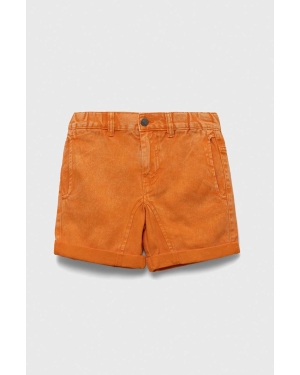 United Colors of Benetton szorty jeansowe dziecięce kolor pomarańczowy