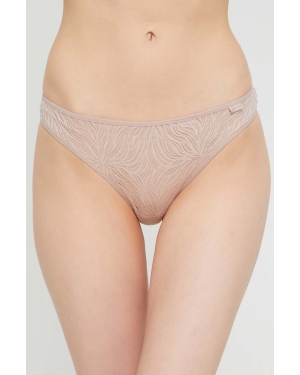 Calvin Klein Underwear stringi kolor beżowy z koronki