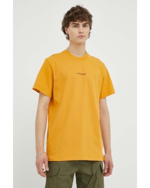 G-Star Raw t-shirt bawełniany kolor żółty z nadrukiem