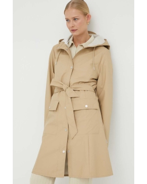 Rains płaszcz przeciwdeszczowy Curve Jacket 18130 damski kolor beżowy przejściowy 18130.24-24Sand
