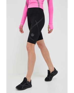 adidas by Stella McCartney szorty do biegania TruePace kolor czarny z nadrukiem high waist