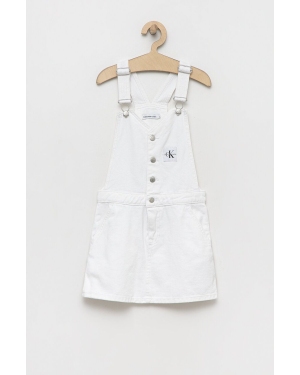 Calvin Klein Jeans sukienka jeansowa dziecięca kolor biały mini prosta