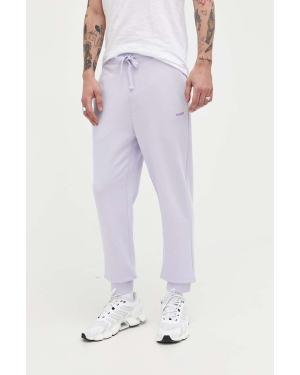 HUGO spodnie dresowe bawełniane kolor fioletowy gładkie 50489617