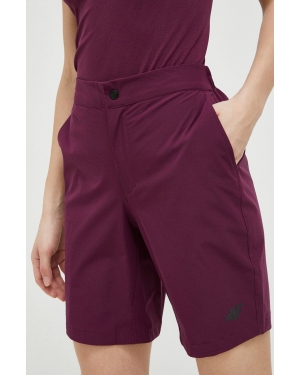 4F szorty outdoorowe kolor fioletowy gładkie medium waist