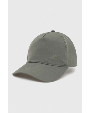 4F czapka z daszkiem bawełniana kolor zielony gładka