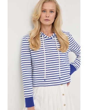 MAX&Co. bluza damska kolor niebieski z kapturem wzorzysta