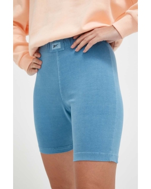 Reebok Classic szorty damskie kolor niebieski gładkie high waist