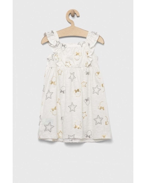 GAP sukienka bawełniana dziecięca x Disney kolor biały mini rozkloszowana