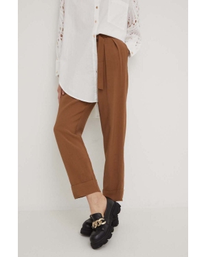 Answear Lab spodnie z lnem kolor beżowy proste high waist