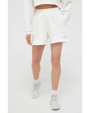 Reebok Classic szorty bawełniane Varsity High-Rise kolor biały melanżowe high waist HT7841-CHALK