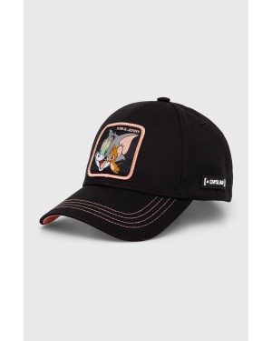 Capslab czapka z daszkiem bawełniana TOM & JERRY kolor czarny z aplikacją