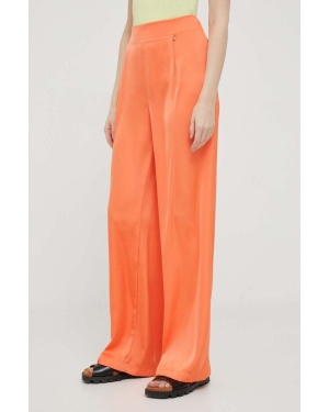 Artigli spodnie damskie kolor pomarańczowy szerokie high waist
