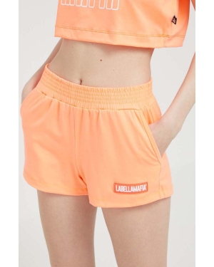 LaBellaMafia szorty damskie kolor pomarańczowy z aplikacją high waist
