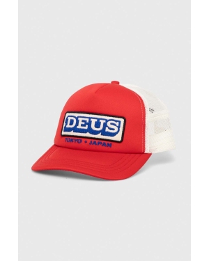 Deus Ex Machina czapka z daszkiem kolor czerwony z aplikacją