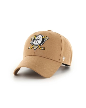 47brand czapka z daszkiem z domieszką wełny NHL Anaheim Ducks kolor beżowy z aplikacją H-MVPSP25WBP-QLB