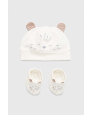 OVS czapka i kapcie niemowlęce kolor biały bawełniany