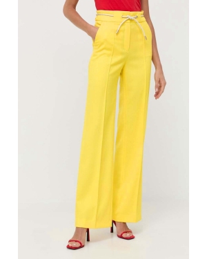 BOSS spodnie damskie kolor żółty szerokie high waist