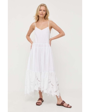 BOSS sukienka kolor biały midi rozkloszowana