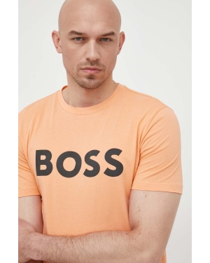 BOSS t-shirt bawełniany BOSS CASUAL kolor pomarańczowy z nadrukiem 50481923