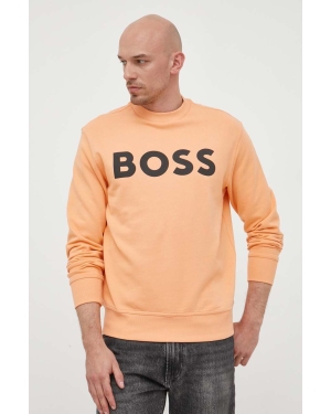 Boss Orange bluza bawełniana męska kolor pomarańczowy z nadrukiem