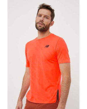 New Balance t-shirt do biegania Q Speed kolor pomarańczowy gładki