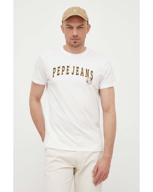 Pepe Jeans t-shirt bawełniany Ronell kolor biały z nadrukiem